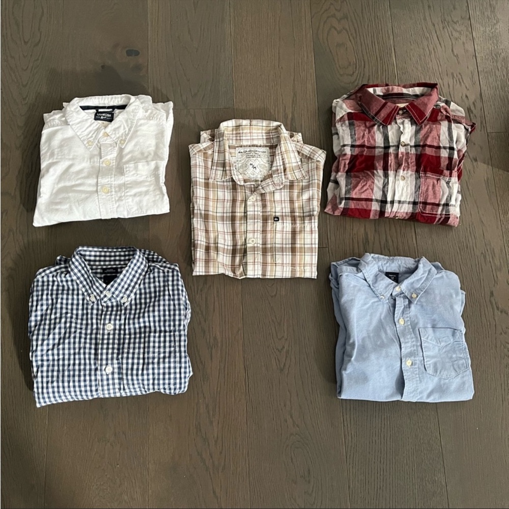 Boys dress shirts size 10 and 10/12 all new except 1